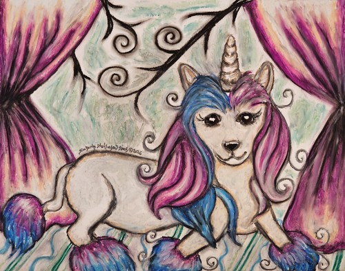 Chinese crested unicorn - crested, art